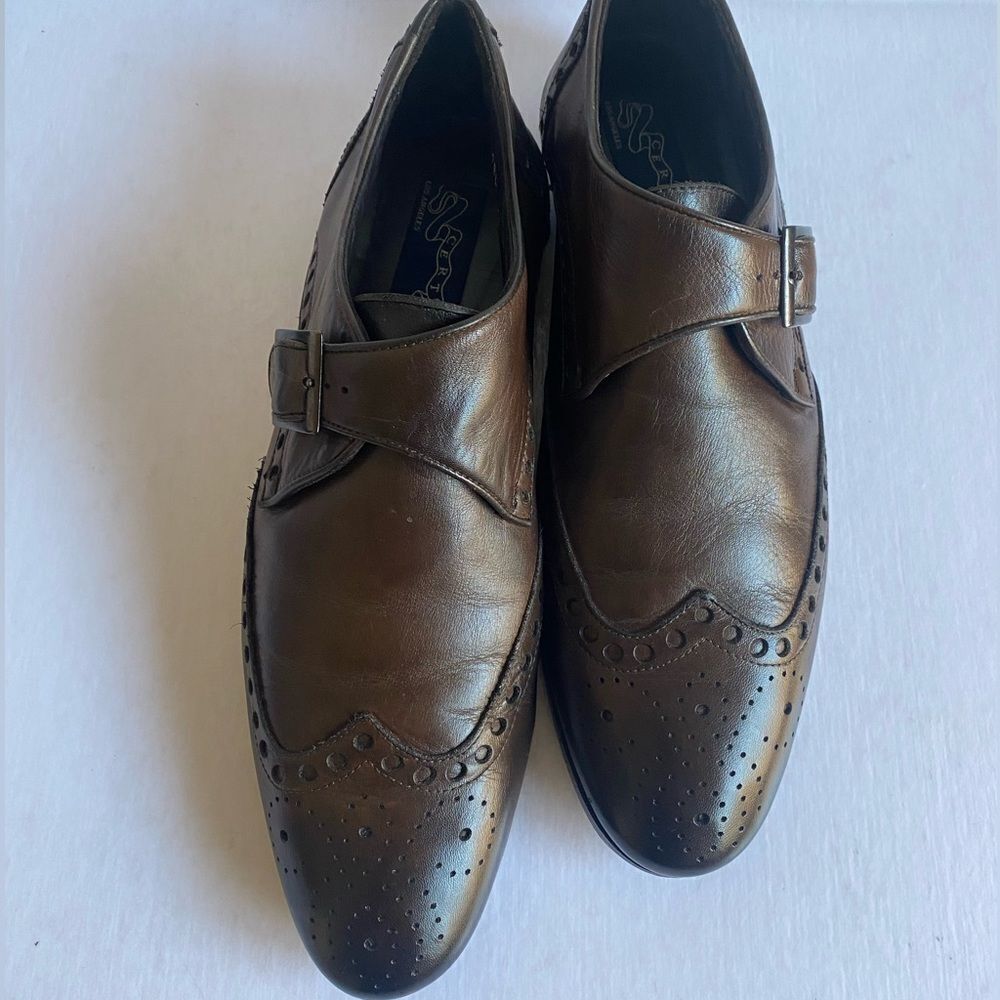 CERTO Men’s Single Monk Strap Wing Tip Leather Shoes Size 42 / 9.5 US